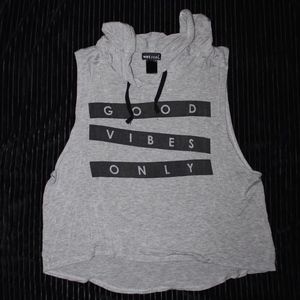 Good Vibes Only Crop Tank with Hood